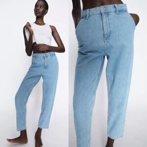 NEW ZARA tapered jeans mid-blue 7223 size US0